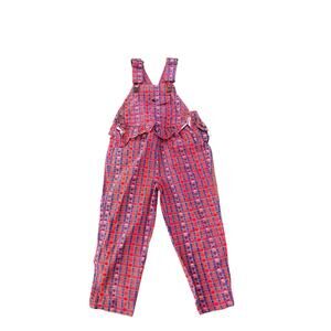 Okie Dokie Toddler Overalls 4T Plaid Cotton Vintage 90s Red Plaid